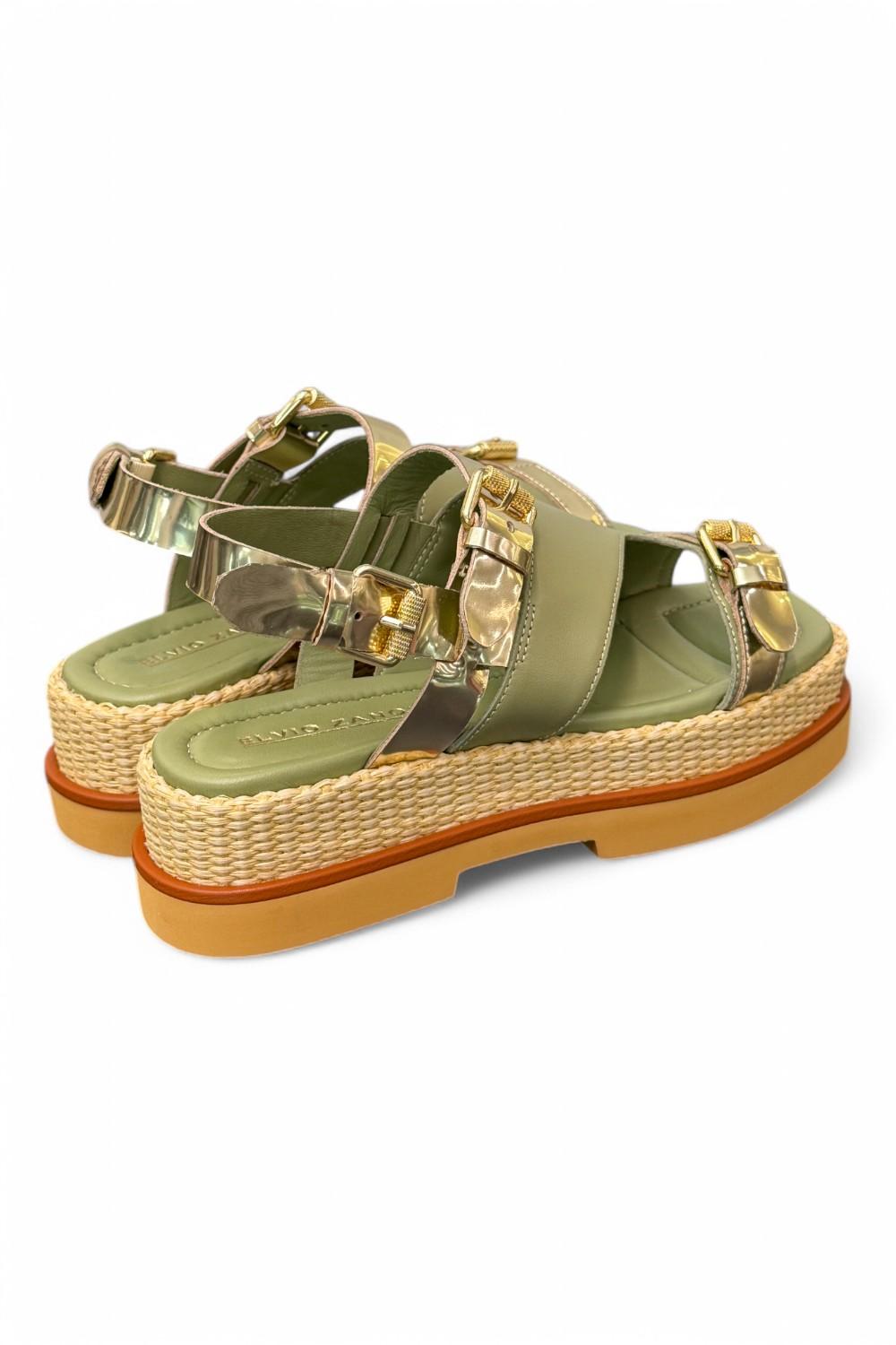 Sandalo asimmetrico kaki Z50 Zanon<BR/> 