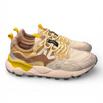 Sneaker uomo Yamano 3 1E44 beige white brown canvas Flower Mountain 