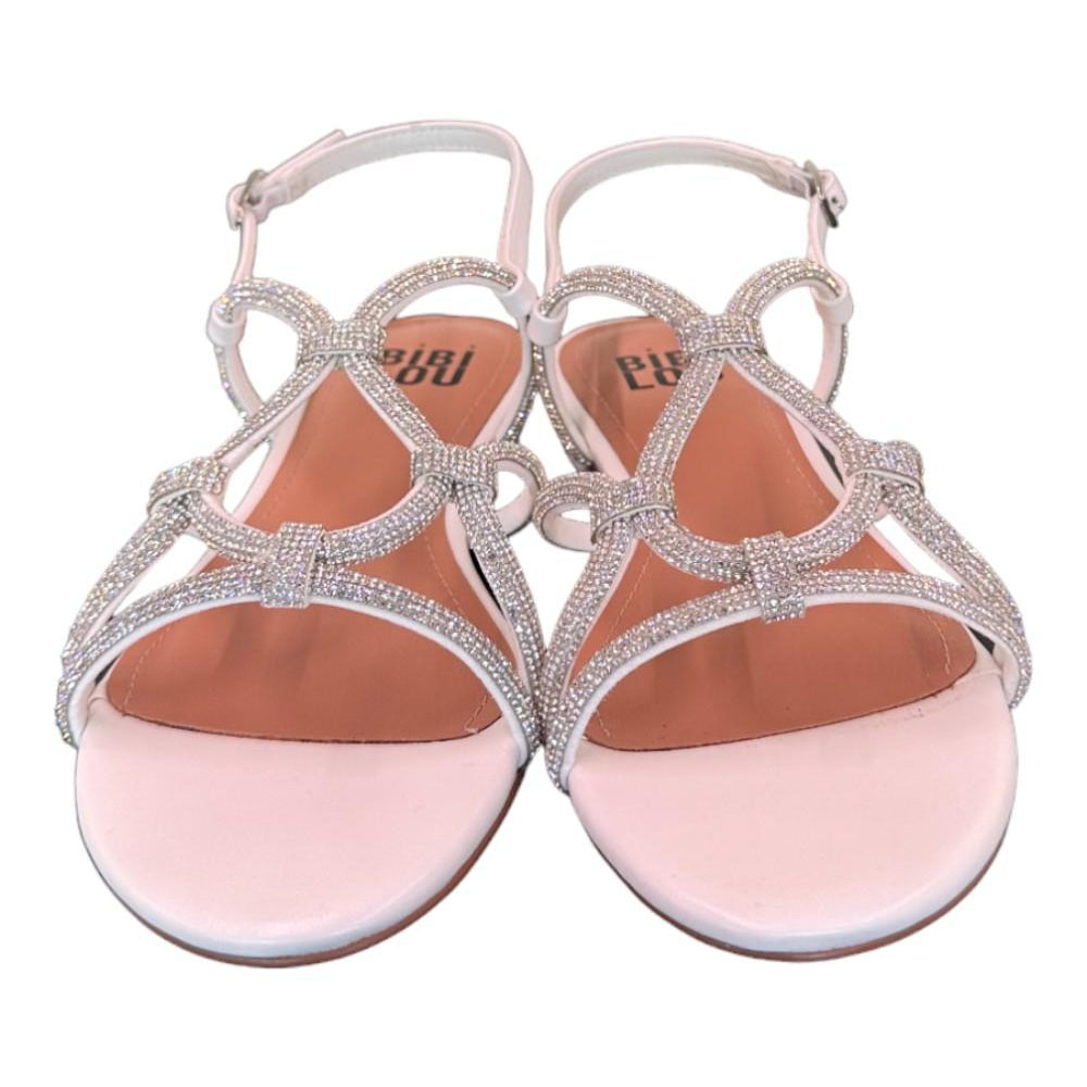 Sandalo incroci strass bianco argento Bibi Lou<BR/> 