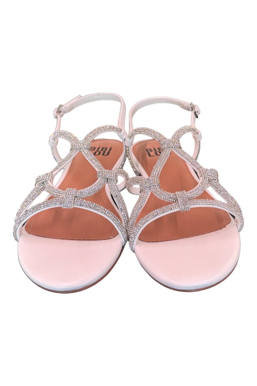 Sandalo incroci strass bianco argento Bibi Lou<BR/> 