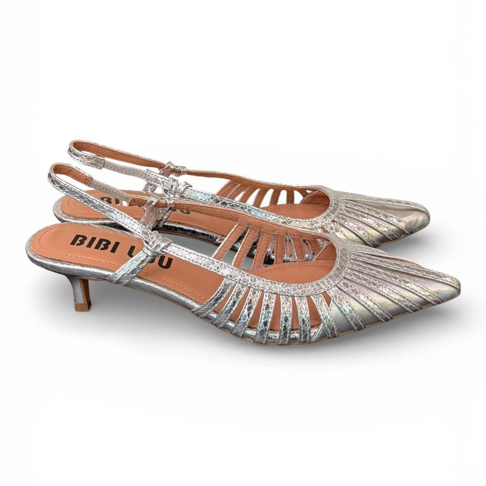 Slingback laminata argento Bibi Lou 