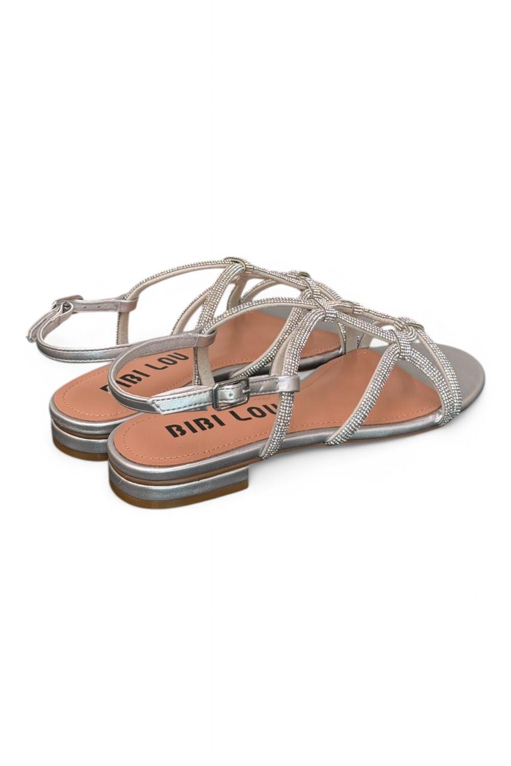 Sandalo incroci strass argento Bibi Lou<BR/> 