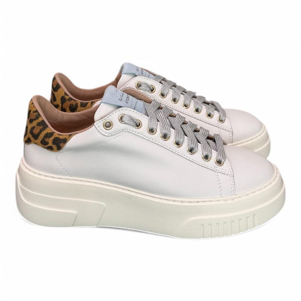 Sneaker donna Stokton pelle bianca platform 