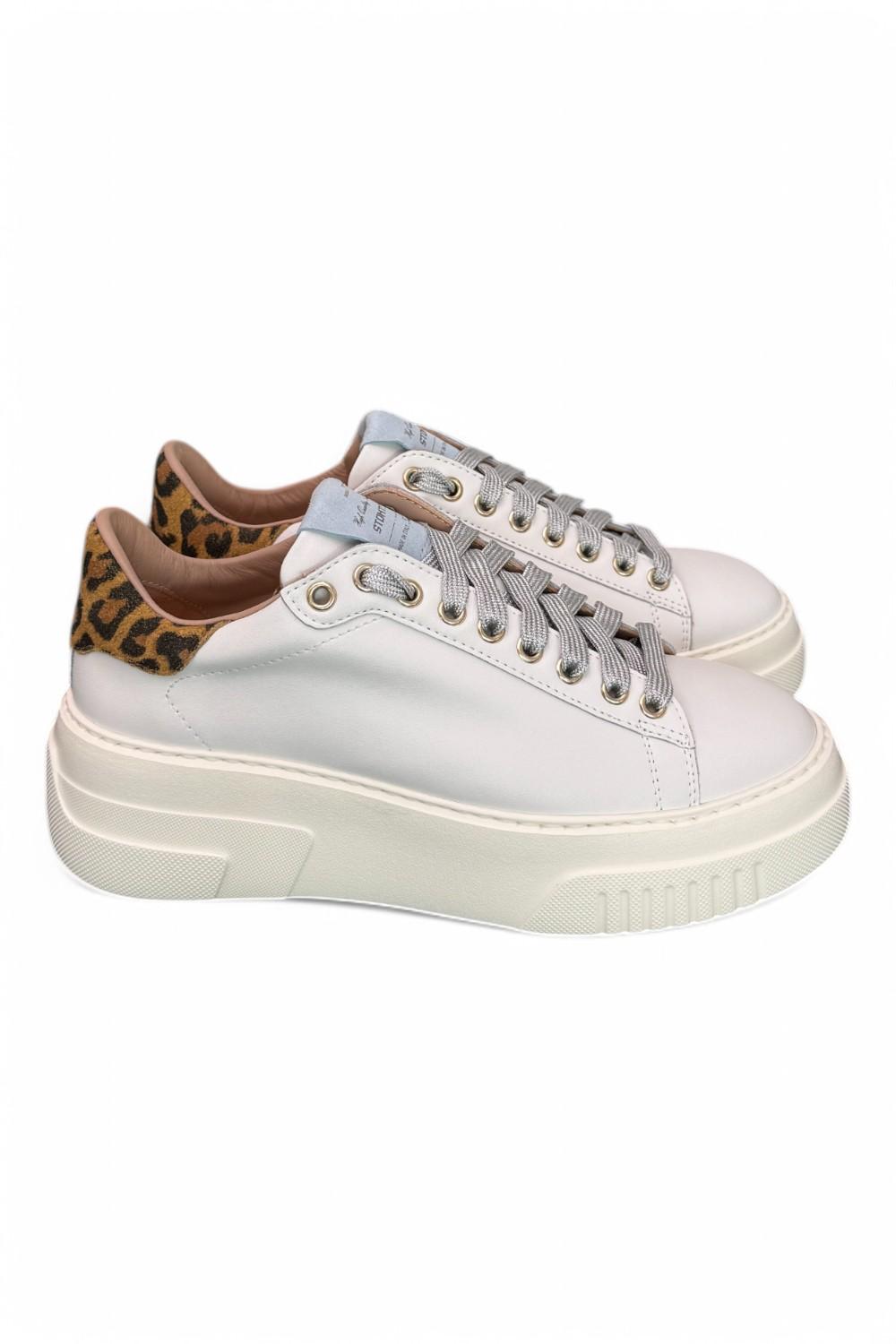 Sneaker donna Stokton pelle bianca platform 