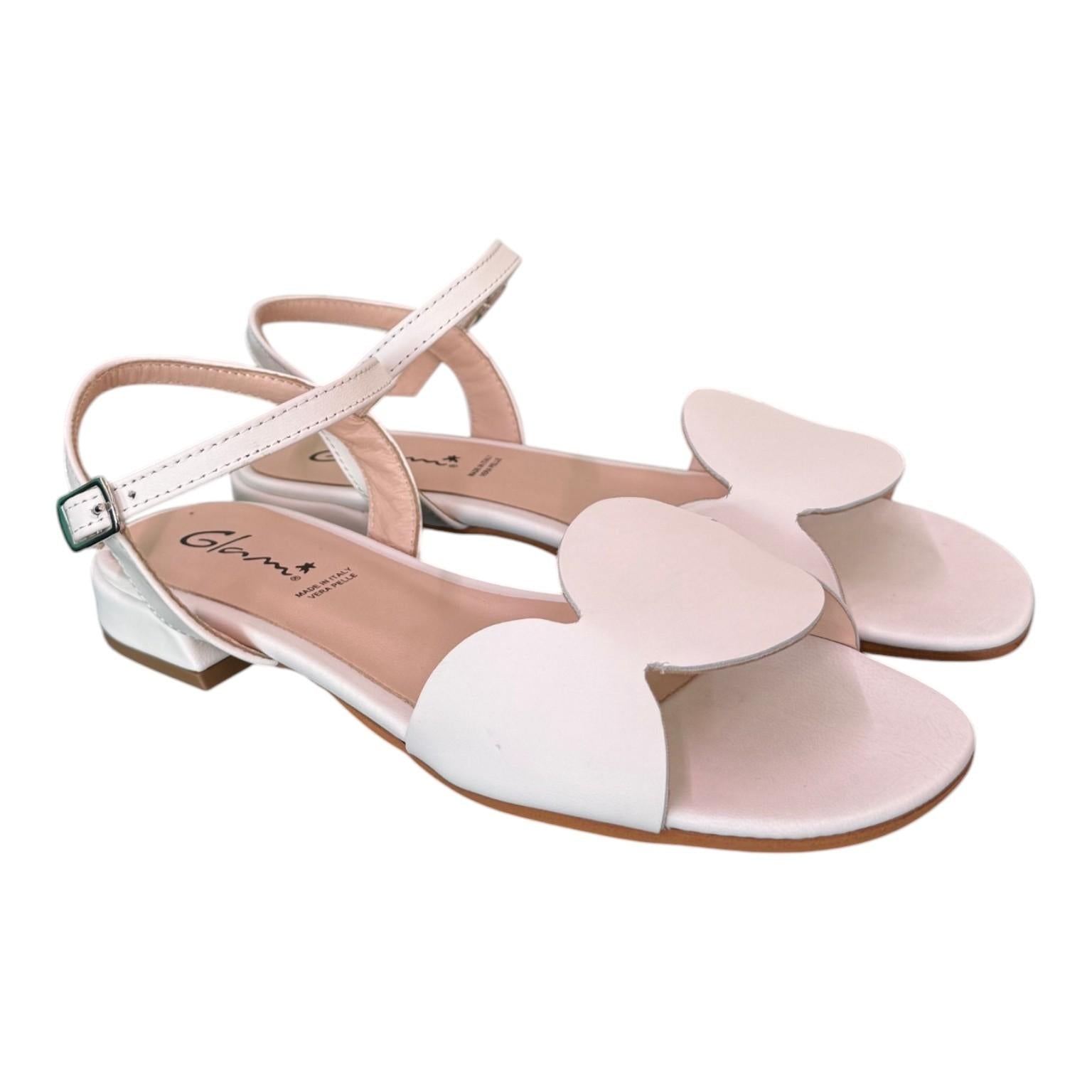 Sandalo cerchi pelle latte Glam<BR/> 