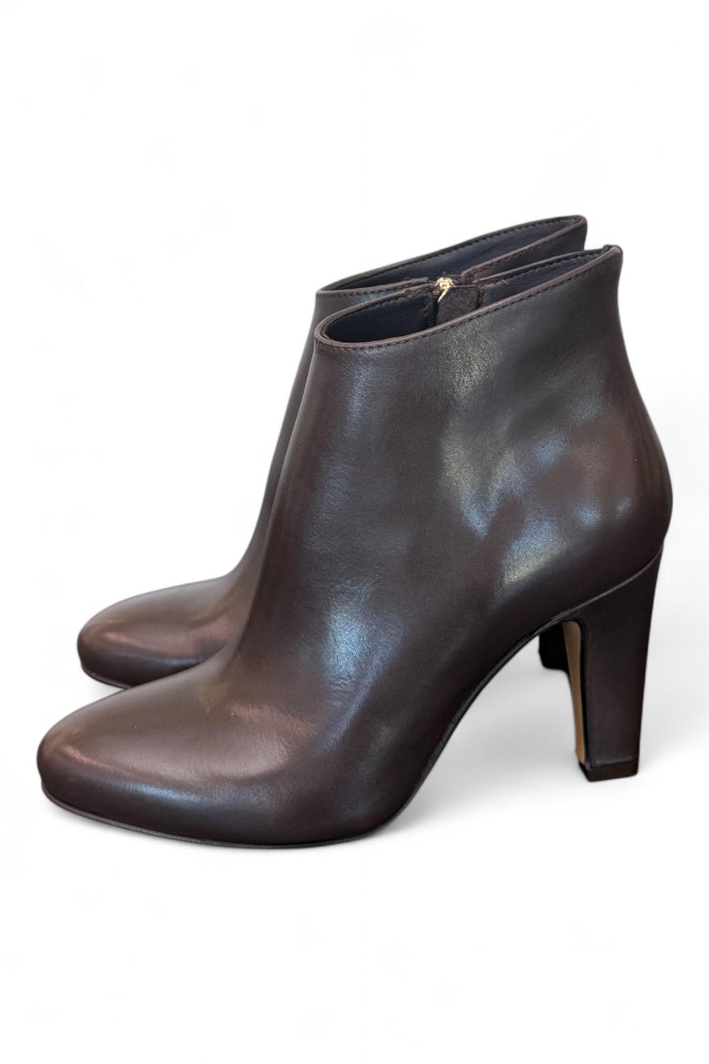 Stivaletto zip T80 pelle marrone Elisa Lanci<BR/> 