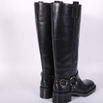 Stivale biker lungo pelle nera Angelica 