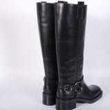 Stivale biker lungo pelle nera Angelica 