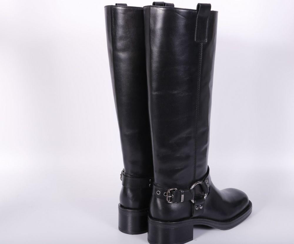 Stivale biker lungo pelle nera Angelica 