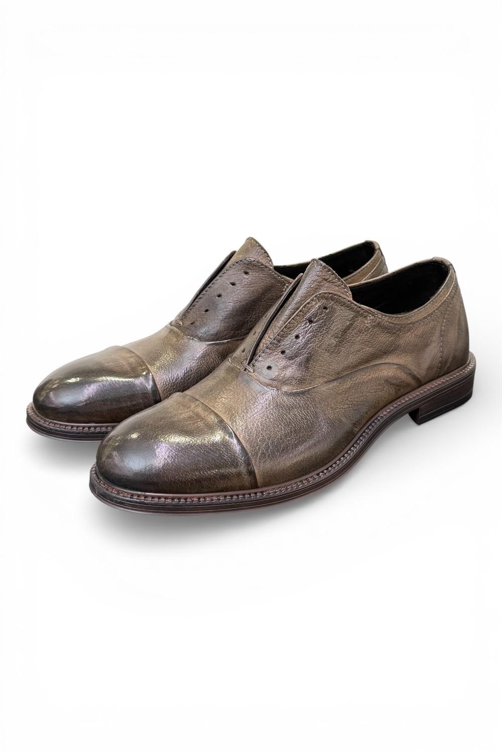 Scarpa no-laces pelle testa di moro Pawelks <BR/> 
