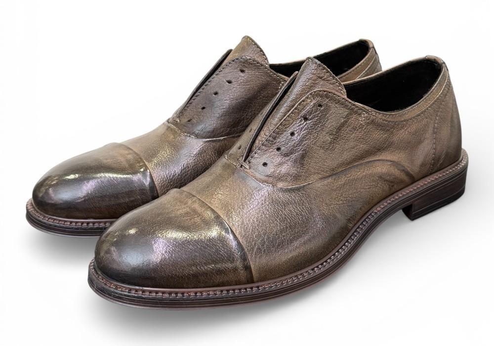 Scarpa no-laces pelle testa di moro Pawelks <BR/> 