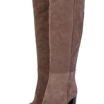 Stivale tubo tacco 80 suede taupe Elisa Lanci 