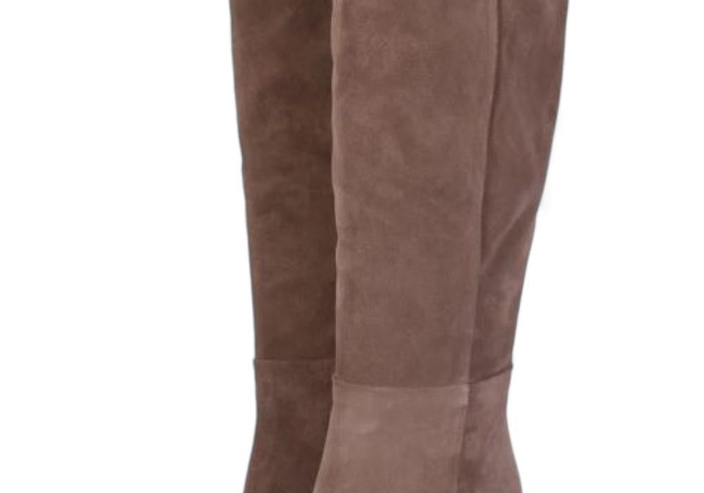 Stivale tubo tacco 80 suede taupe Elisa Lanci 