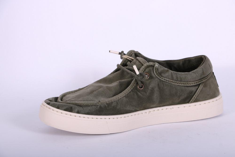 Scarpa uomo tela verde cucitura Natural World 