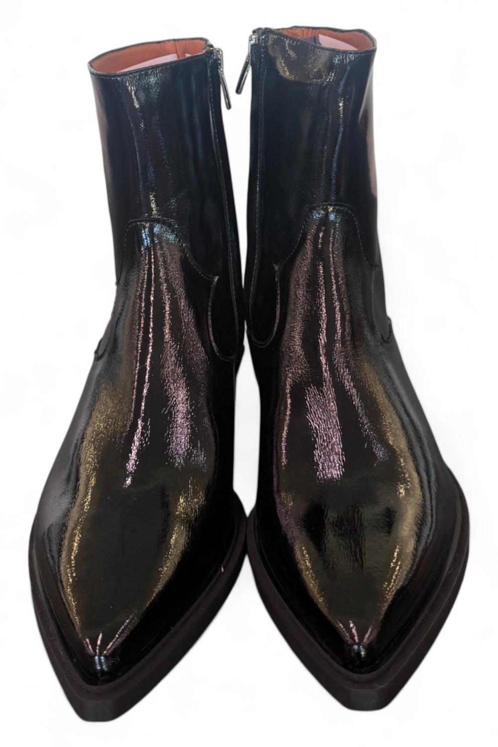 Stivaletto texano lucido nero Matteo Pitti 