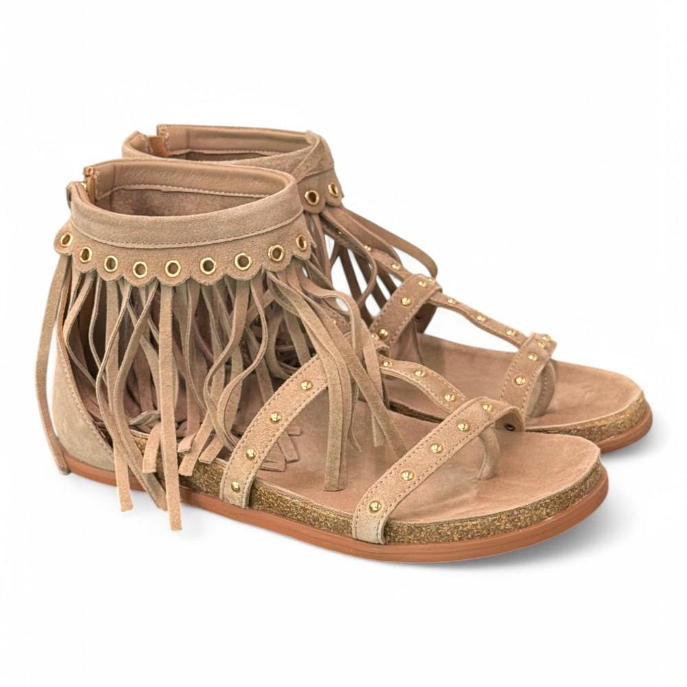 Sandalo beige con frange Emanuel Vee 