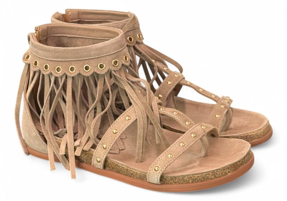 Sandalo beige con frange Emanuel Vee 