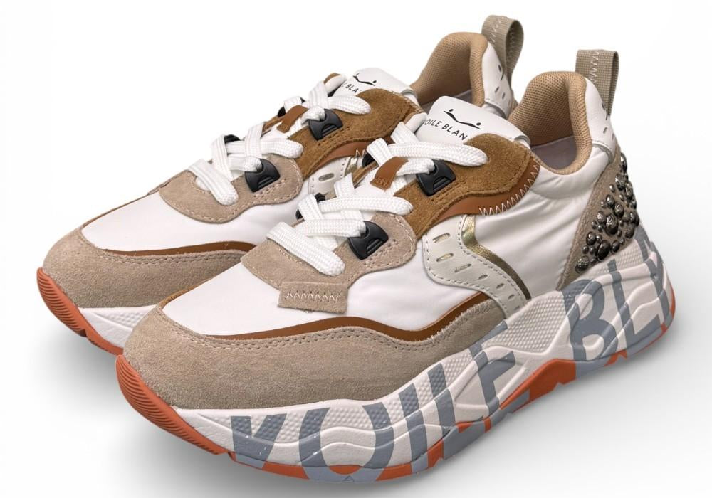 Sneaker donna Voile Blanche Club 105 bianco cuoio borchie 2E42 