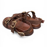 Sandalo con fasce e fibbie in suede testa di moro Inuovo<BR/> 
