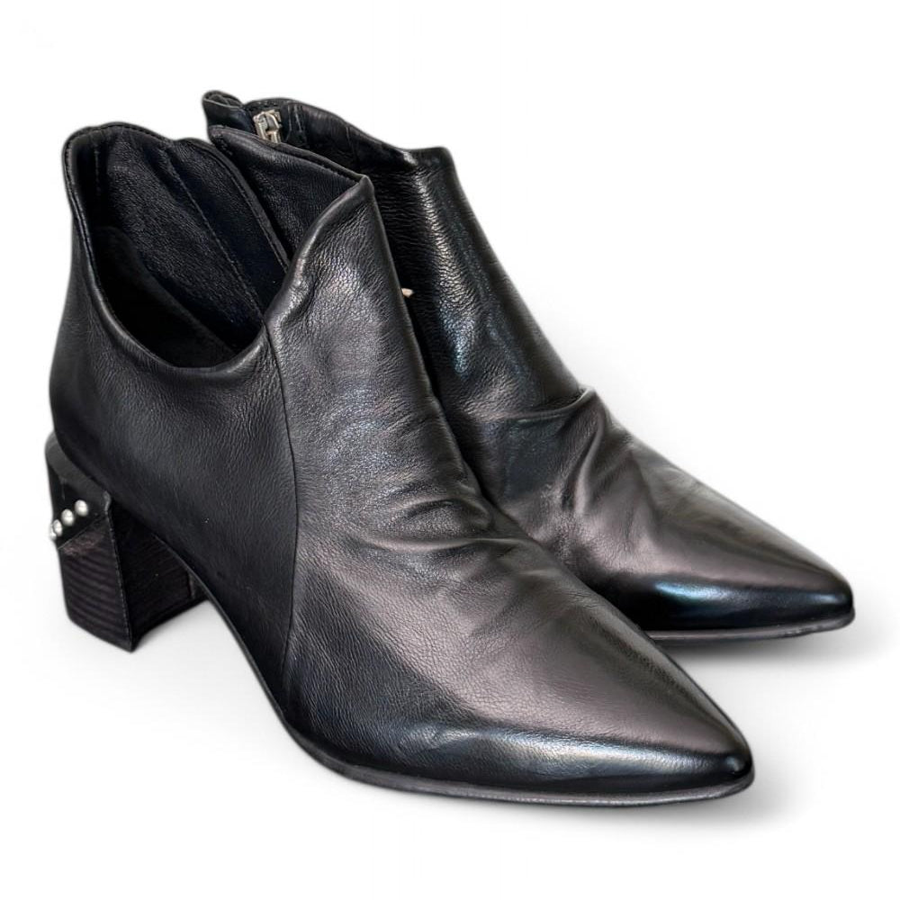 Tronchetto zip asimmetrico nappa nera AS98<BR/> 