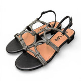Sandalo intrecci strass nero Bibi Lou 