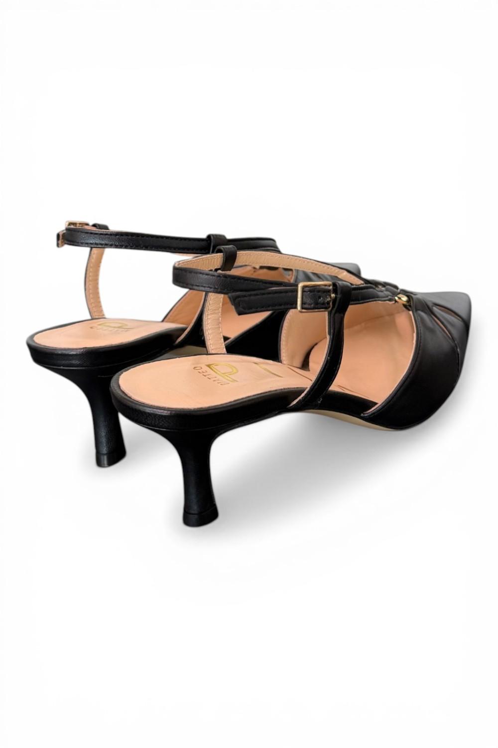 Slingback pelle nera T50  Matteo Pitti 