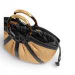 Borsa Shell Coccinelle rafia beige nera manici 