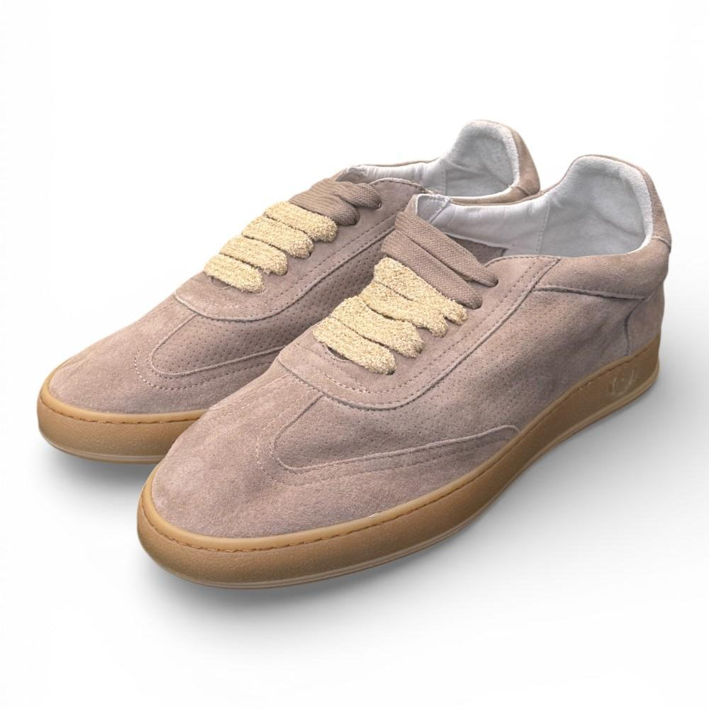 Sneaker uomo Soldini 80 Akira suede forato beige tortora 