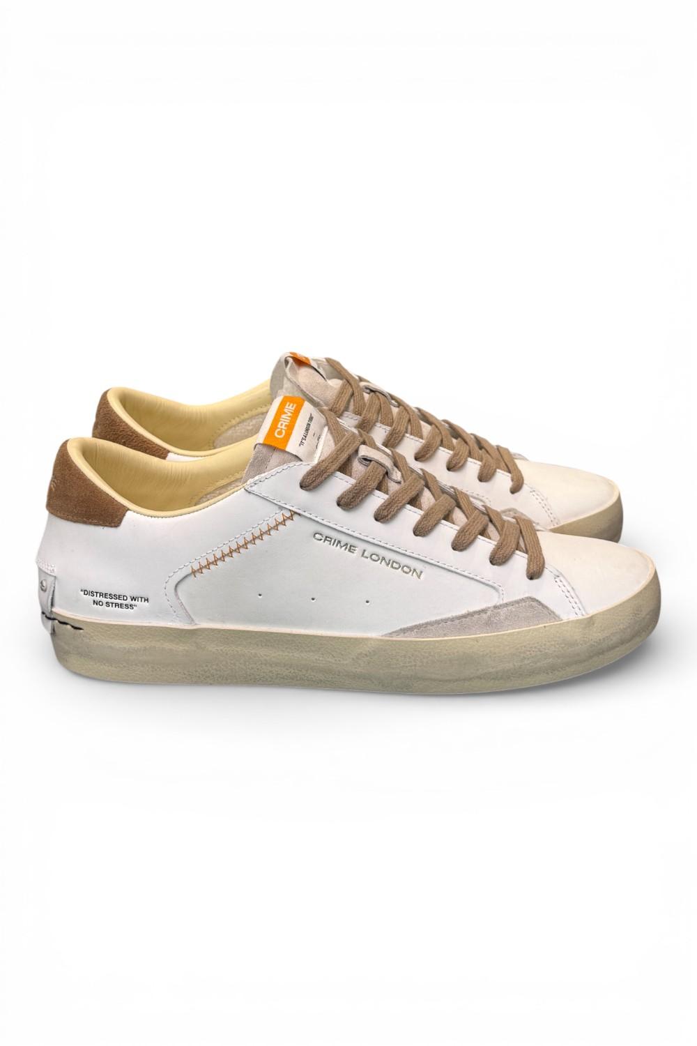 Sneaker vulcanizzata bianca beige Crime London distressed 