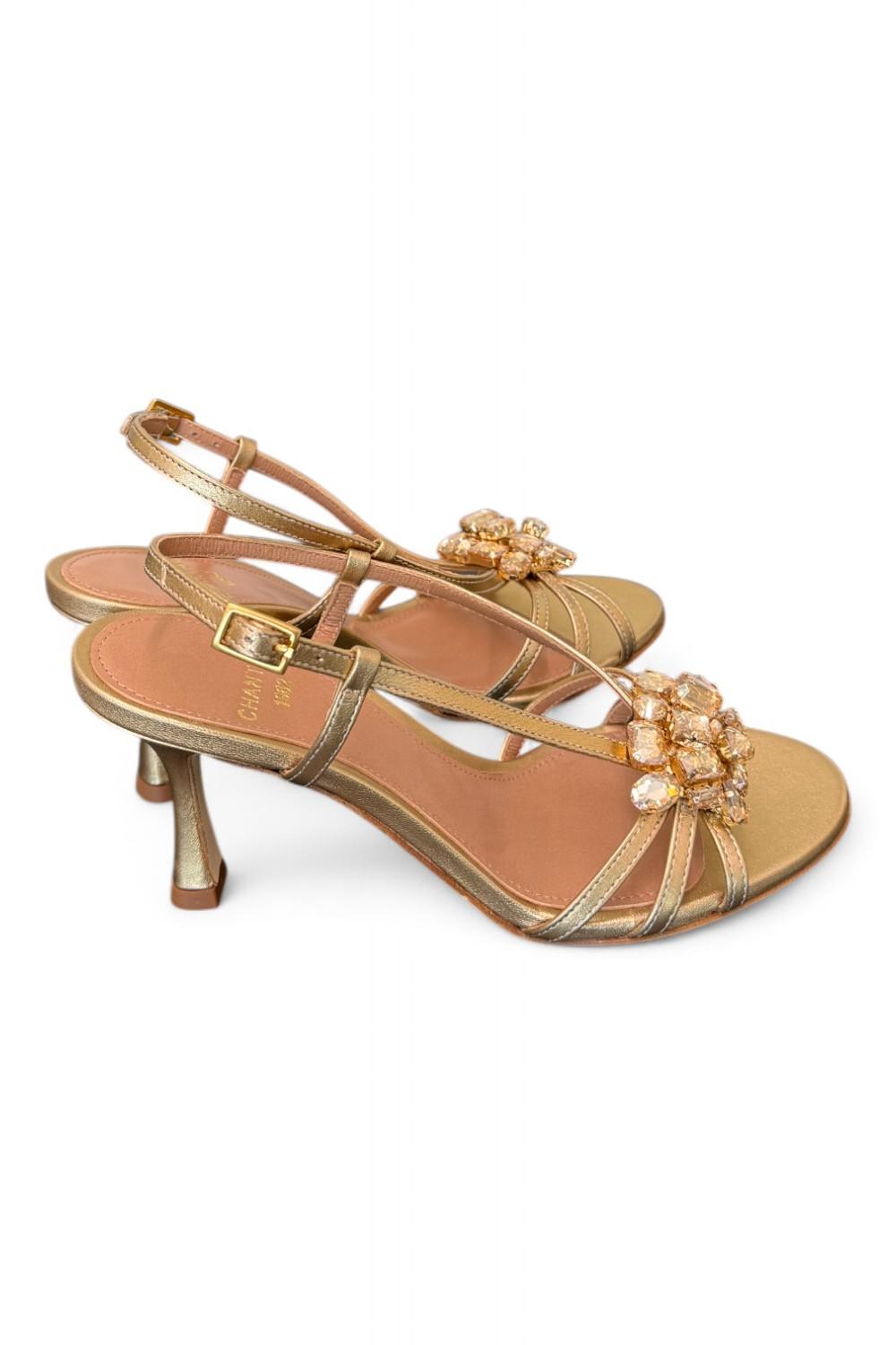 Sandalo gioiello oro tacco 70 Chantal<BR/> <BR/> 