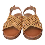 Sandalo incrocio pelle gold intrecciata Inuovo<BR/> 