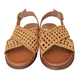 Sandalo incrocio pelle gold intrecciata Inuovo<BR/> 