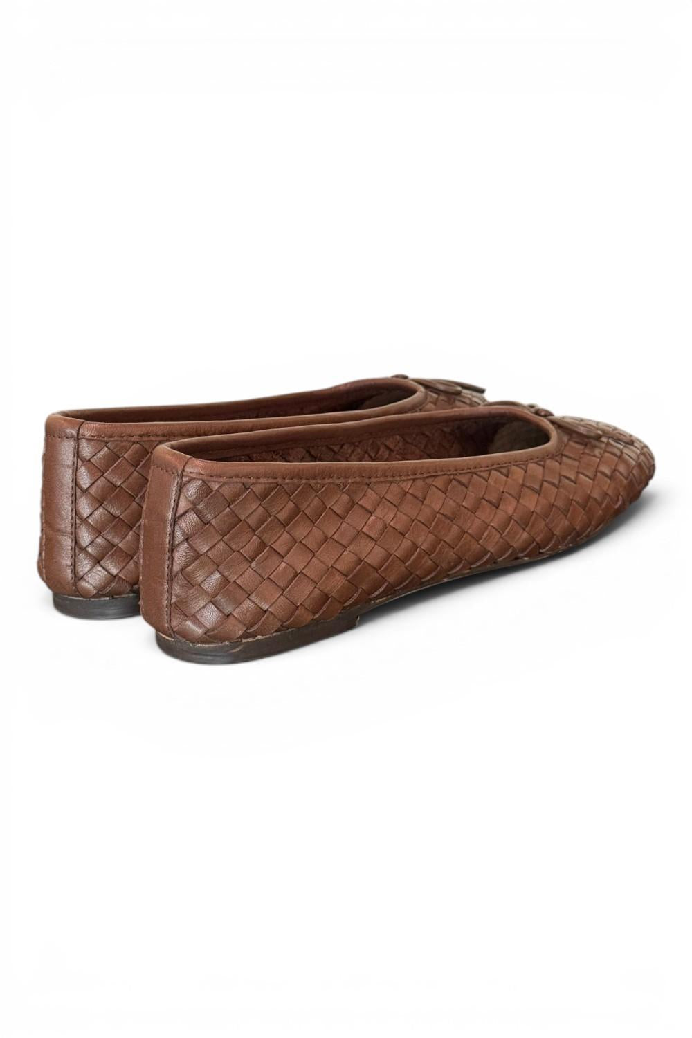 Ballerina intrecciata in pelle testa di moro Inuovo<BR/> 