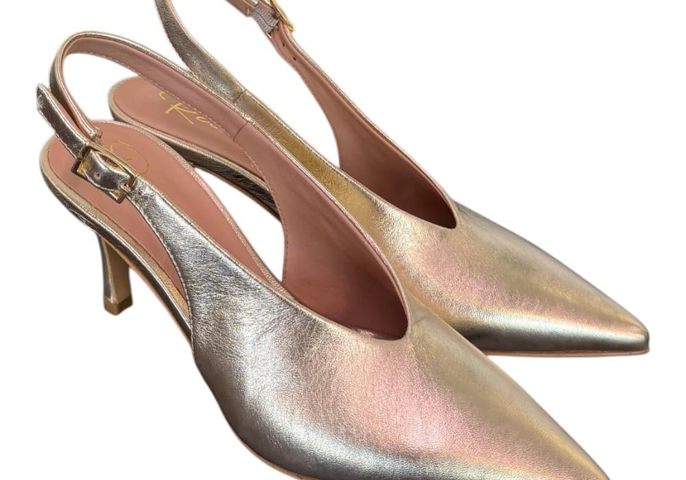 Slingback pelle platino Ranye T70<BR/> 