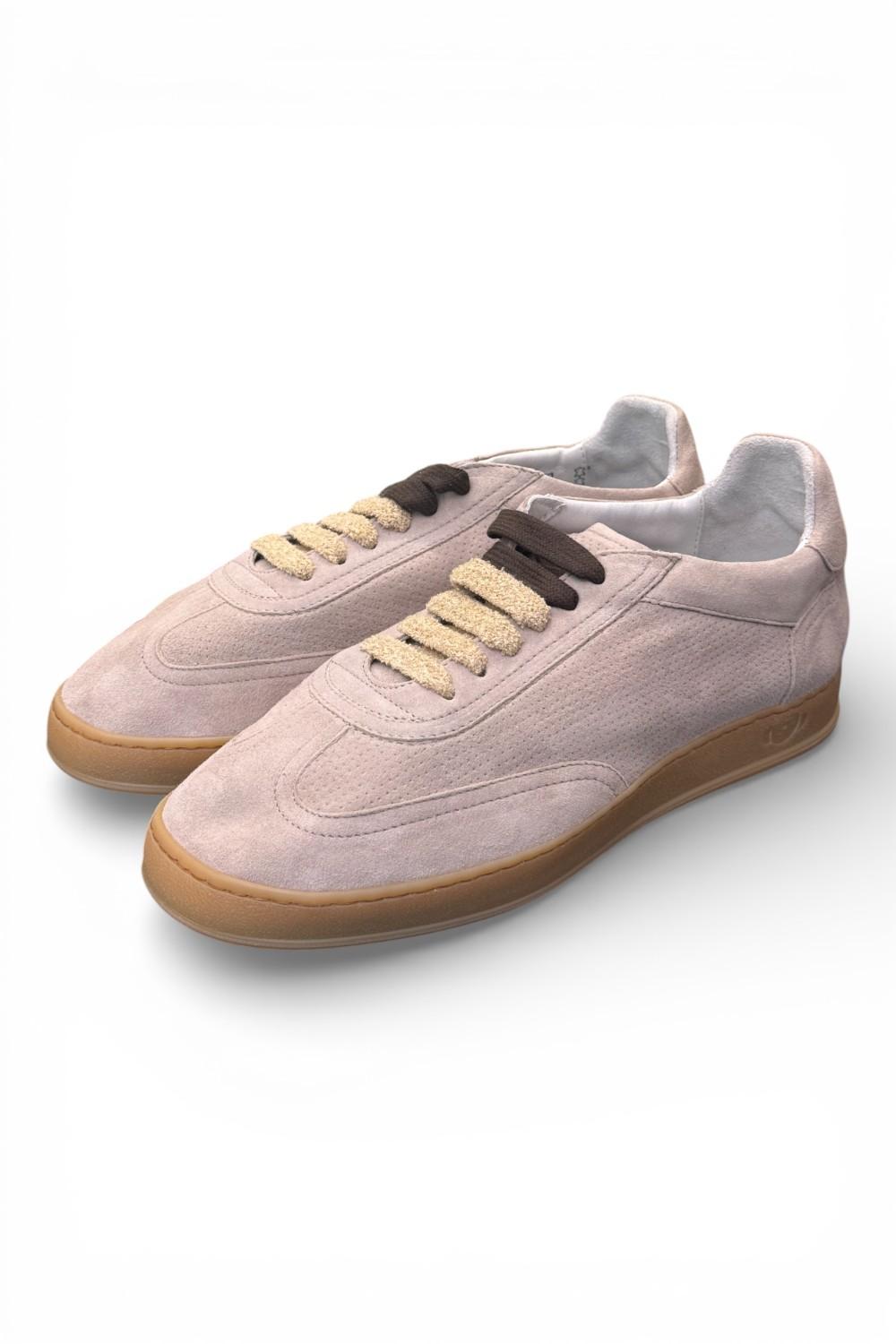 Sneaker uomo Soldini 80 Akira suede forato taupe chiaro 