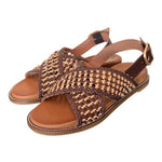 Sandalo incrocio pelle marrone intrecciata Inuovo<BR/> 