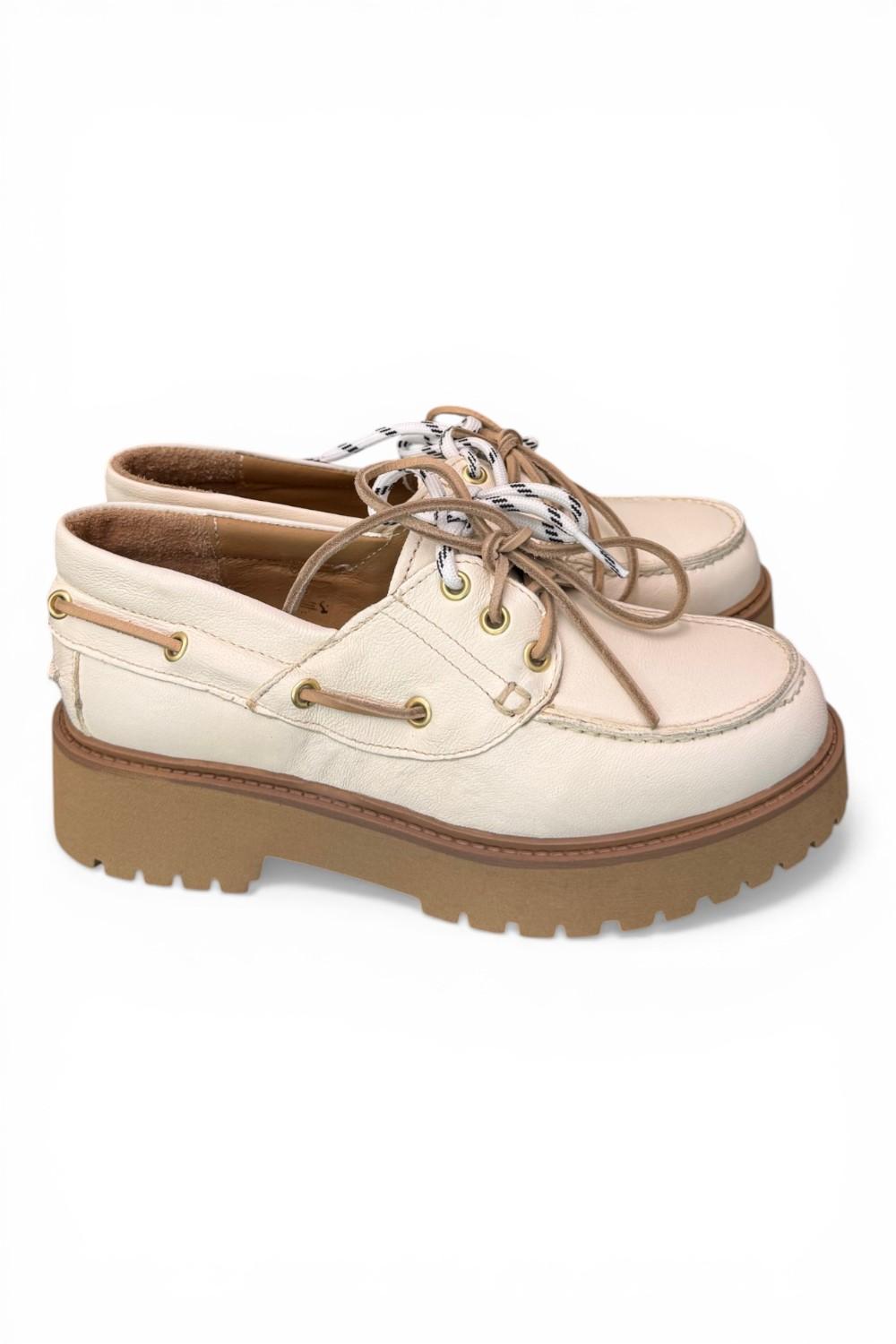 Scarpa barca XL pelle bianca Antica Bottega<BR/> 