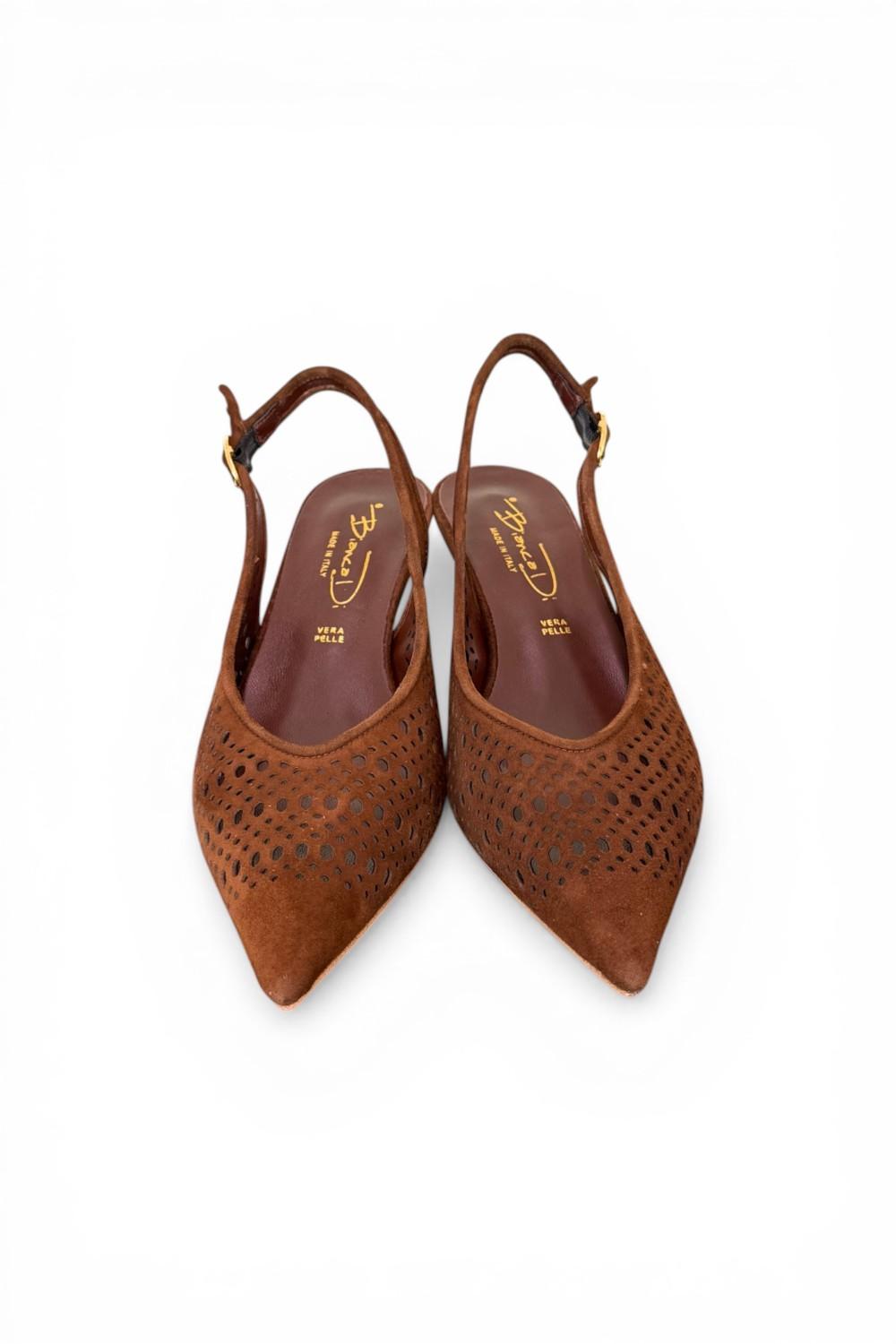Slingback suede laserato choco Bianca Di 