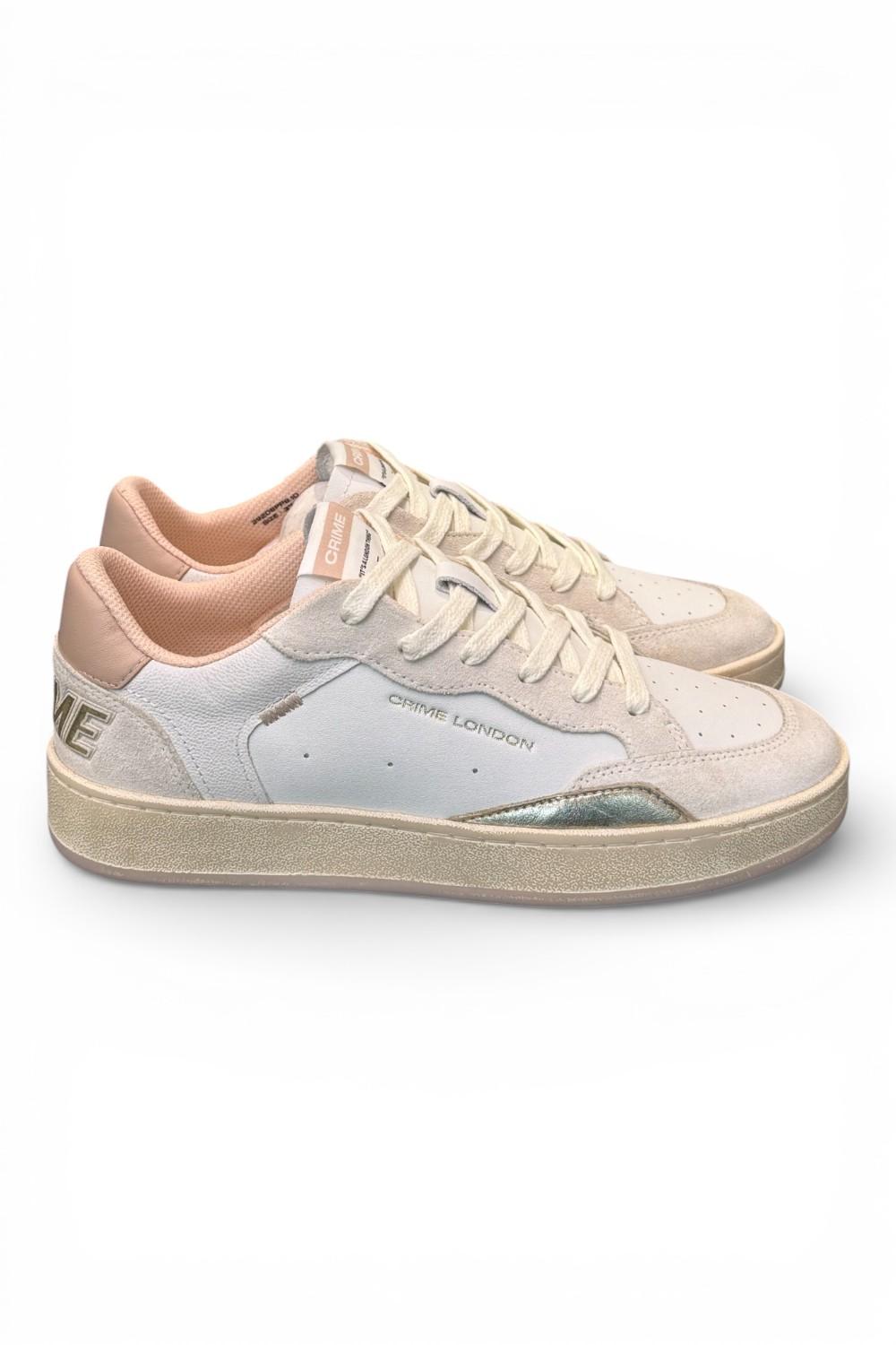 Sneaker bianca beige rosa basket Crime London 