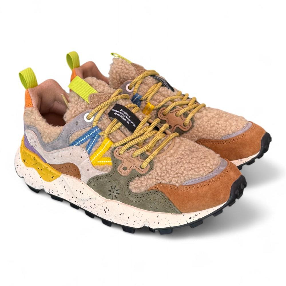 Sneaker donna Flower Mountain Yamano 3 4D52 Teddy mud grey 