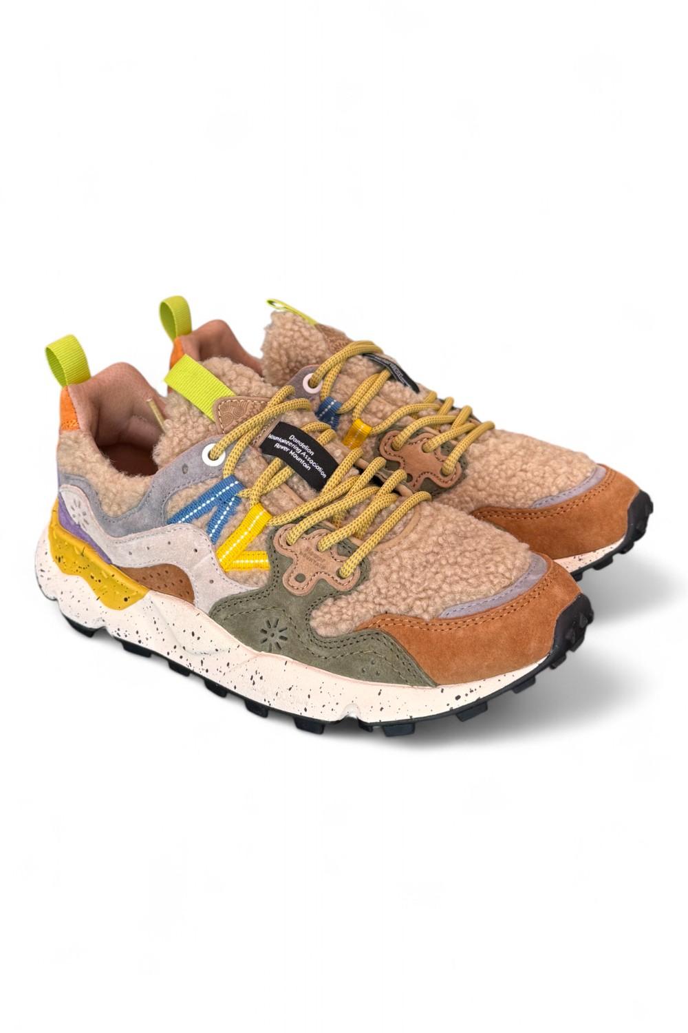 Sneaker donna Flower Mountain Yamano 3 4D52 Teddy mud grey 