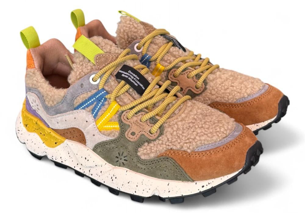 Sneaker donna Flower Mountain Yamano 3 4D52 Teddy mud grey 