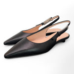 Slingback pelle nera flat Les Autres<BR/> 