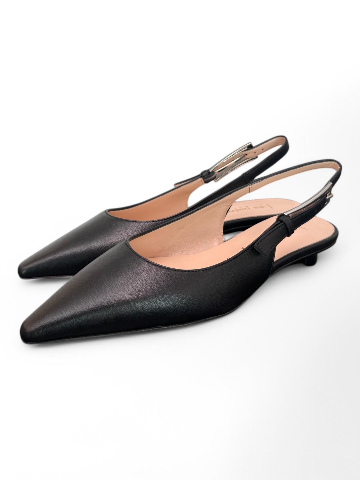 Slingback pelle nera flat Les Autres<BR/> 
