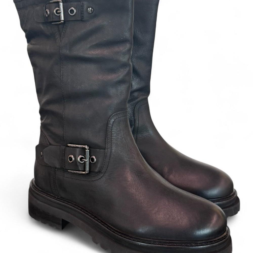 Stivale biker 3/4 nabuk nero Janet<BR/> 