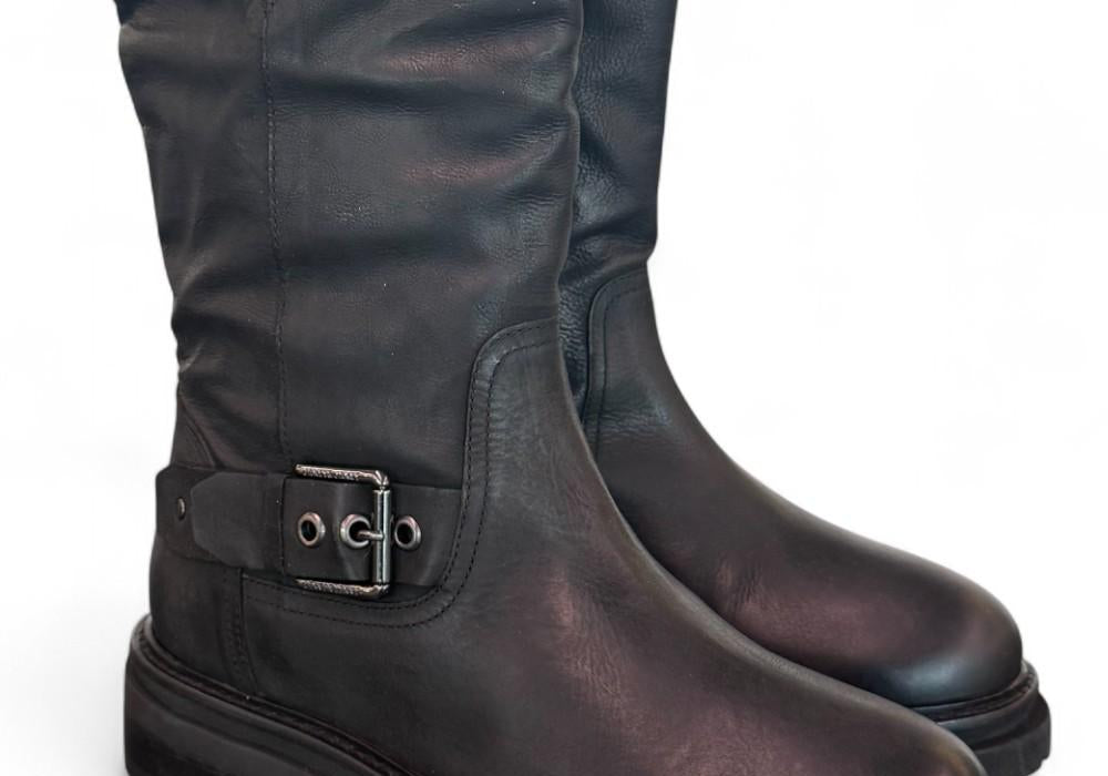 Stivale biker 3/4 nabuk nero Janet<BR/> 