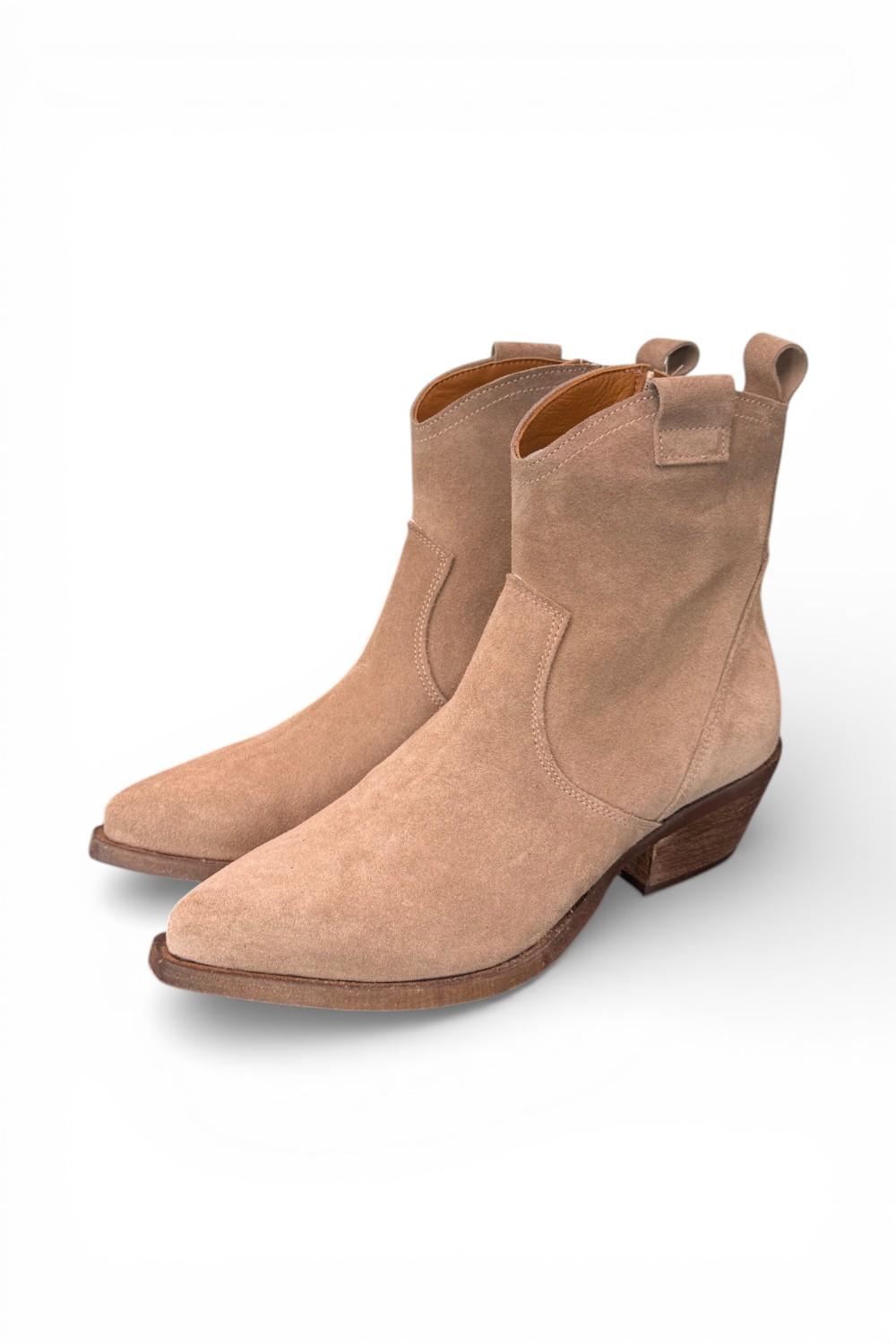 Stivaletto texano corto suede beige Ranye<BR/> 
