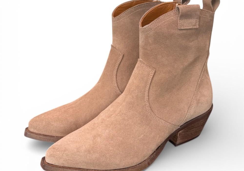 Stivaletto texano corto suede beige Ranye<BR/> 