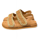 Sandalo grano oro intrecci velcro Elvio Zanon<BR/> 
