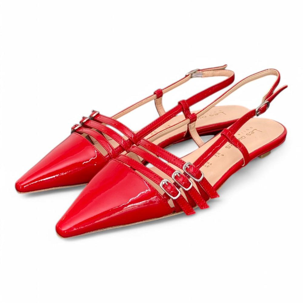 Slingback cintini vernice rossa  flat Les Autres<BR/> 